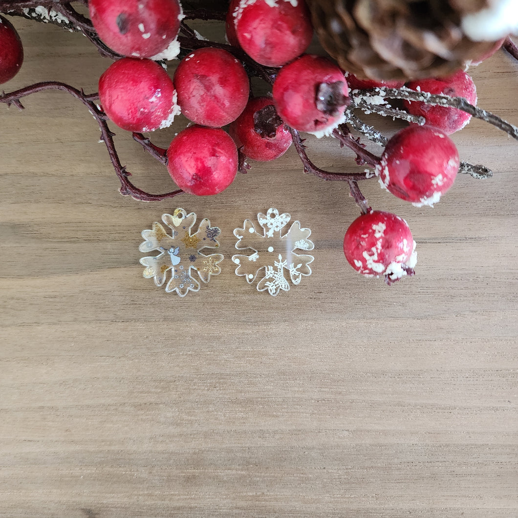 Patterned Acrylic Christmas Snowflake Drops