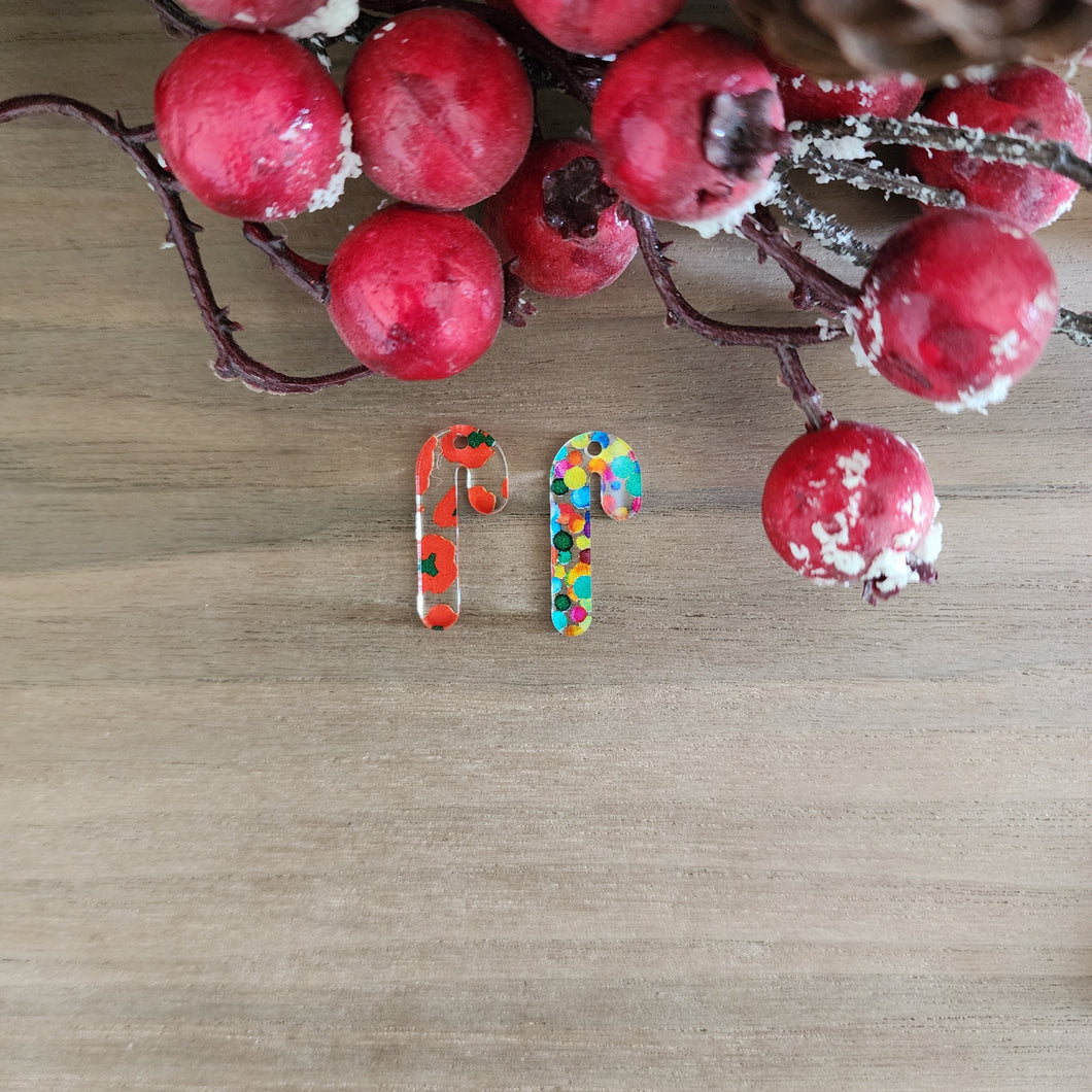 Patterned Acrylic Christmas Candy Cane Drops