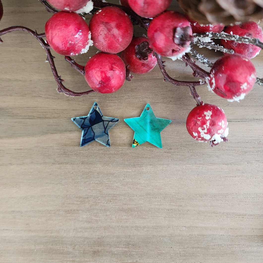 Patterned Acrylic Christmas Star Drops