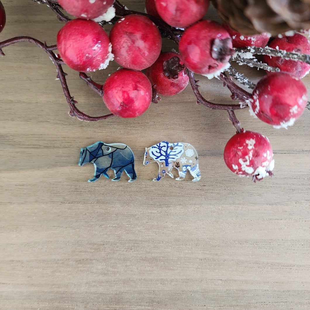 Patterned Acrylic Christmas Bear Drops