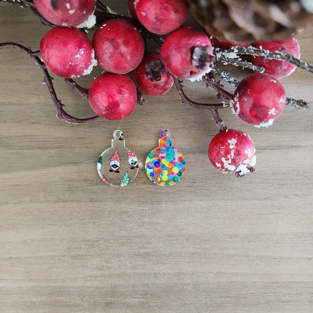 Patterned Acrylic Christmas Ornament Drops