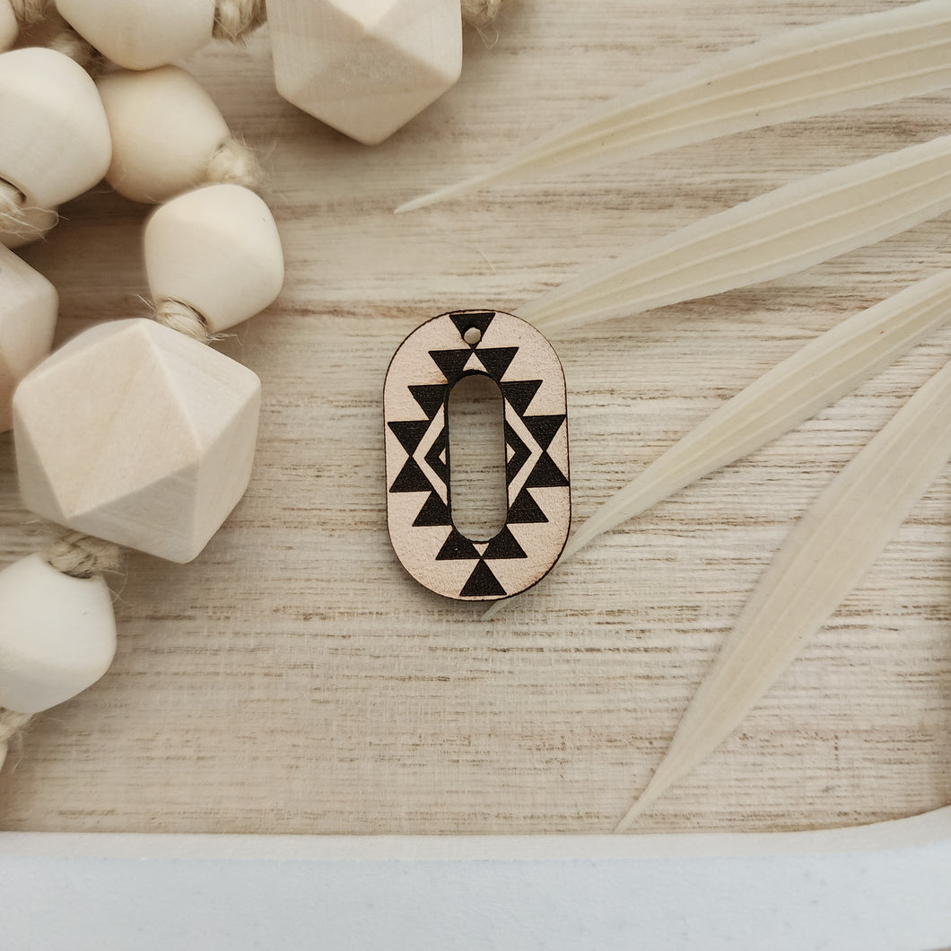 Aztec Cutout Oval Drop - LEATHER