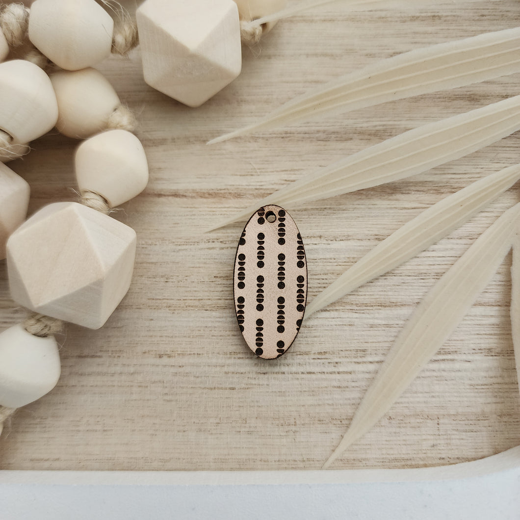 Boho Chevron Slim Oval Drop - LEATHER