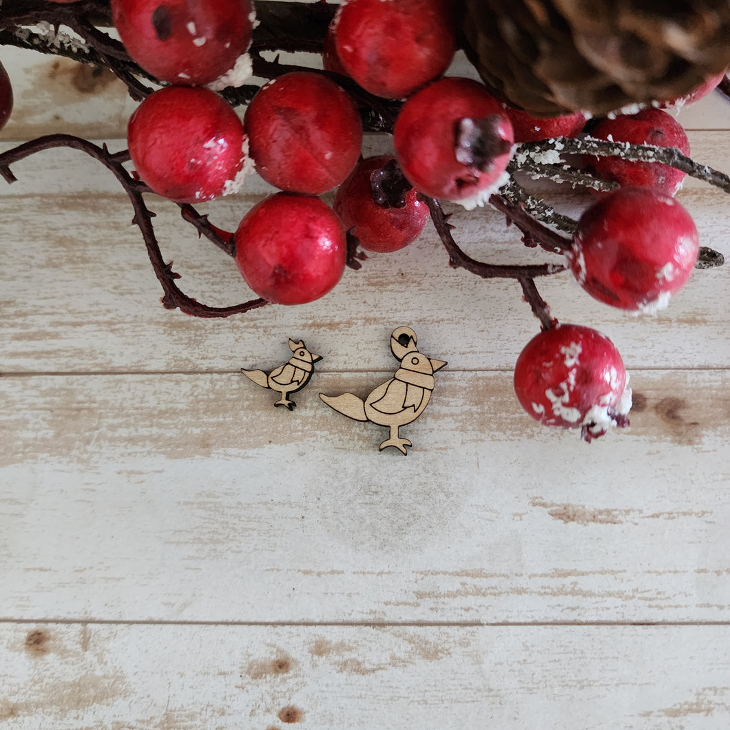 Christmas Bird with Scarf Stud & Drop