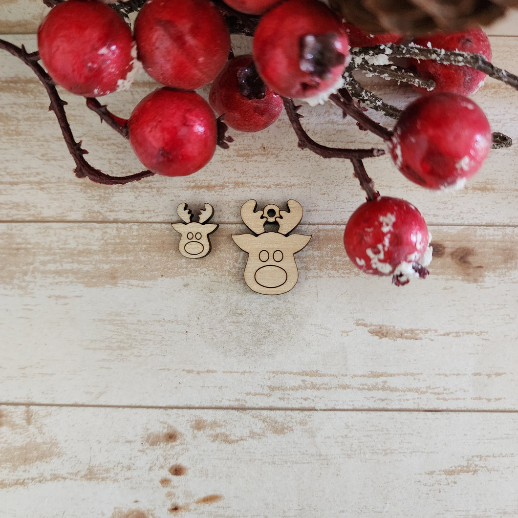 Christmas Reindeer Head Stud & Drop