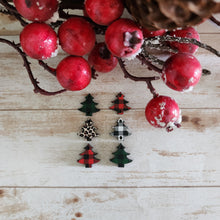 Load image into Gallery viewer, Christmas Patterned Wood Triple Tree Drops
