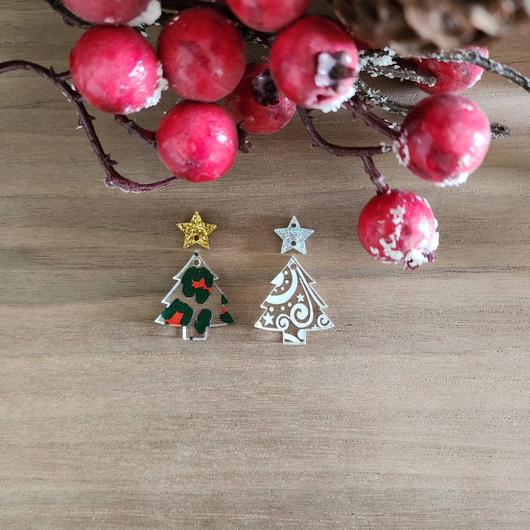 Patterned Acrylic Christmas Tree & Star Drops