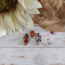 Load image into Gallery viewer, Fall Patterned Wood Classic Leaf Studs &amp; Drops
