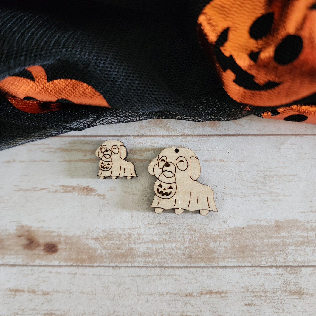 Halloween Trick or Treat Ghost Dog Stud & Drop