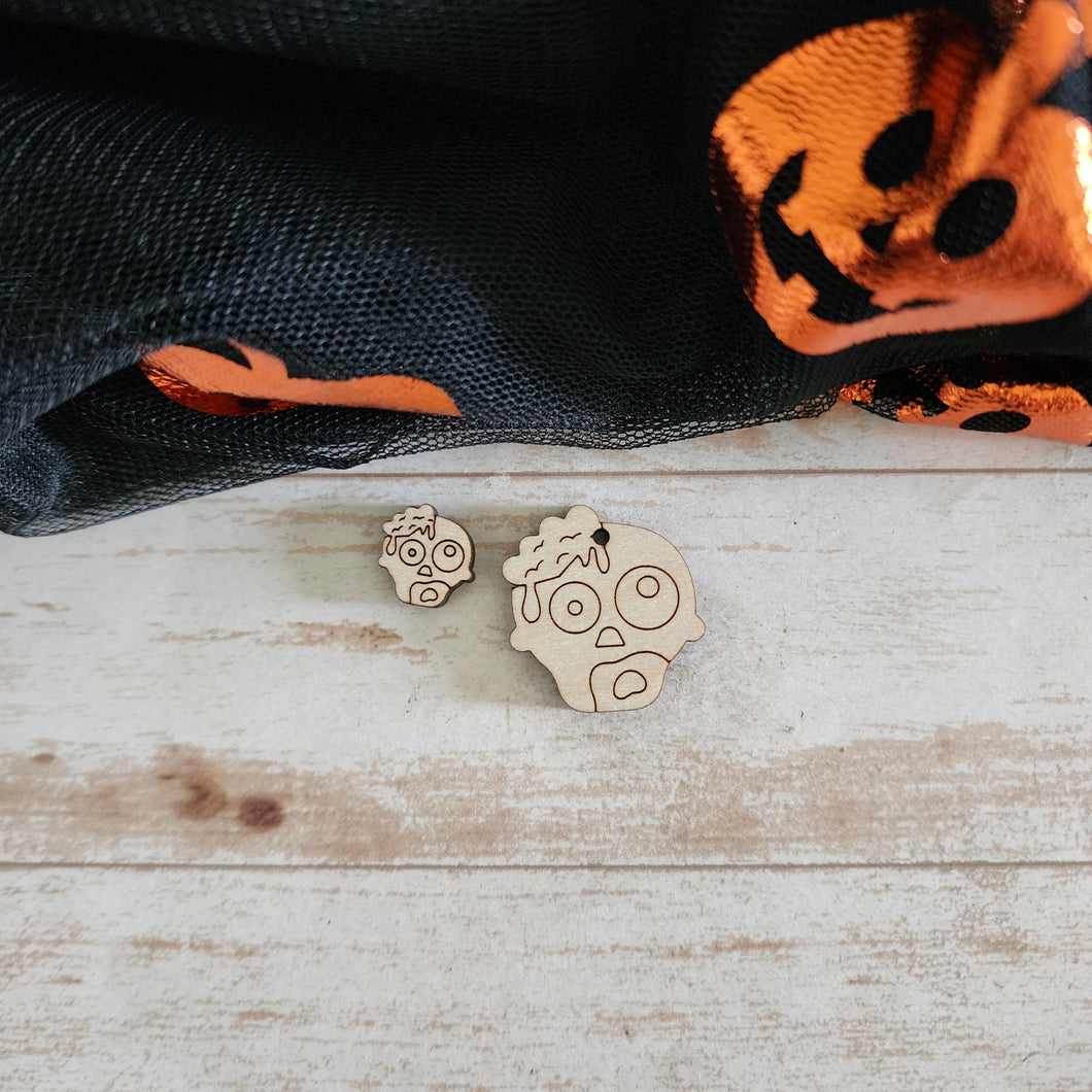 Halloween Zombie Head Stud & Drop