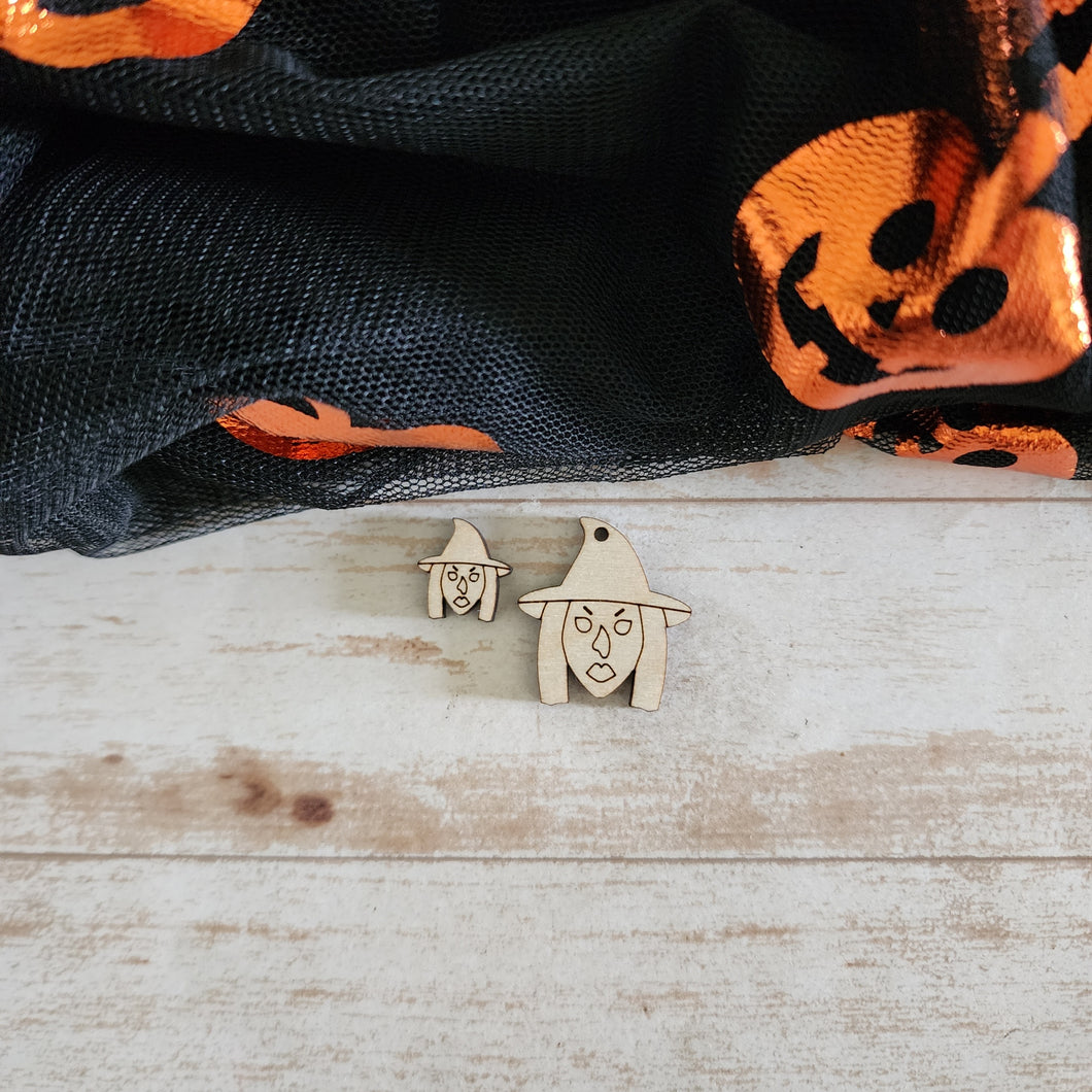 Halloween Witch Head Stud & Drop