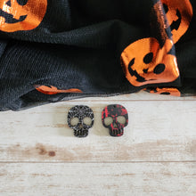 Load image into Gallery viewer, Halloween Patterned Wood Cutout Skull Drops
