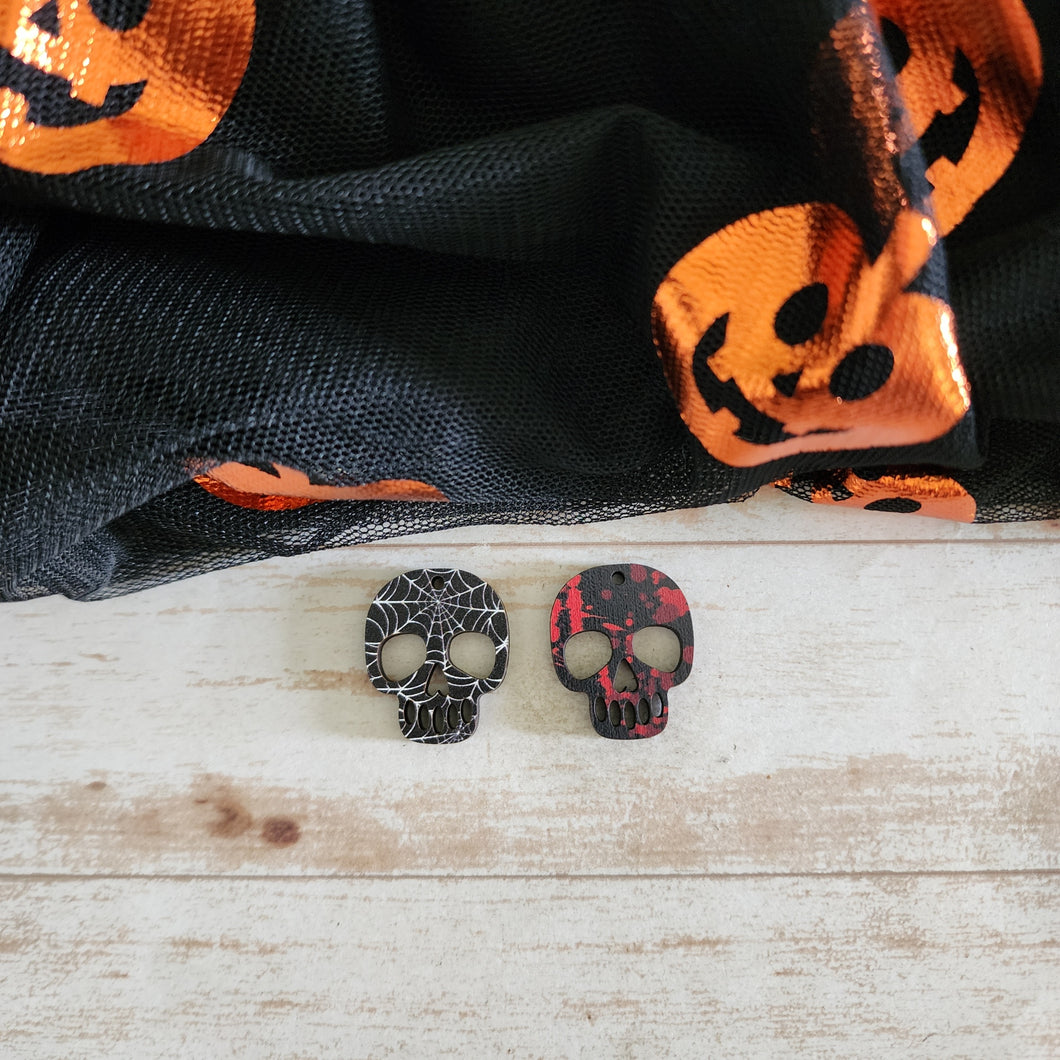 Halloween Patterned Wood Cutout Skull Drops