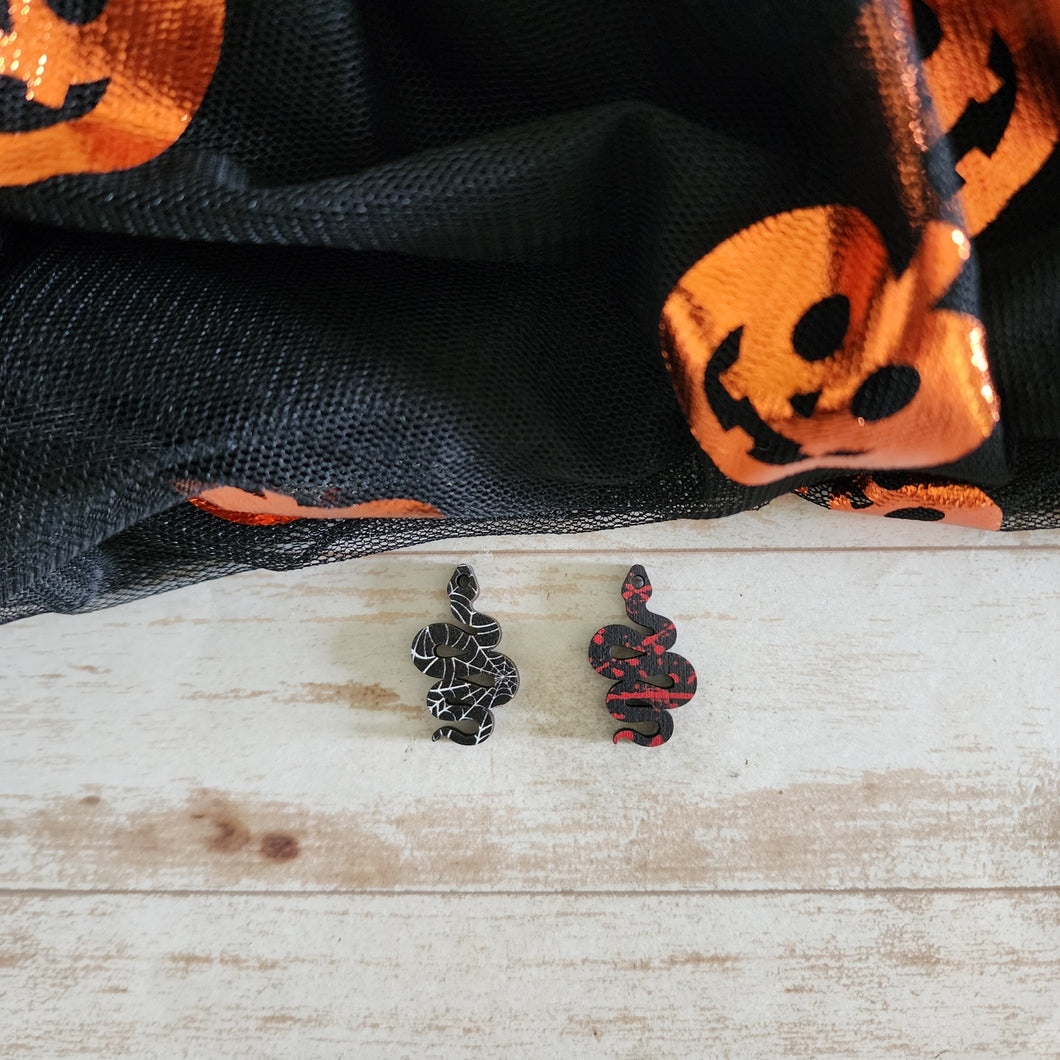 Halloween Patterned Wood Snake Studs & Drops