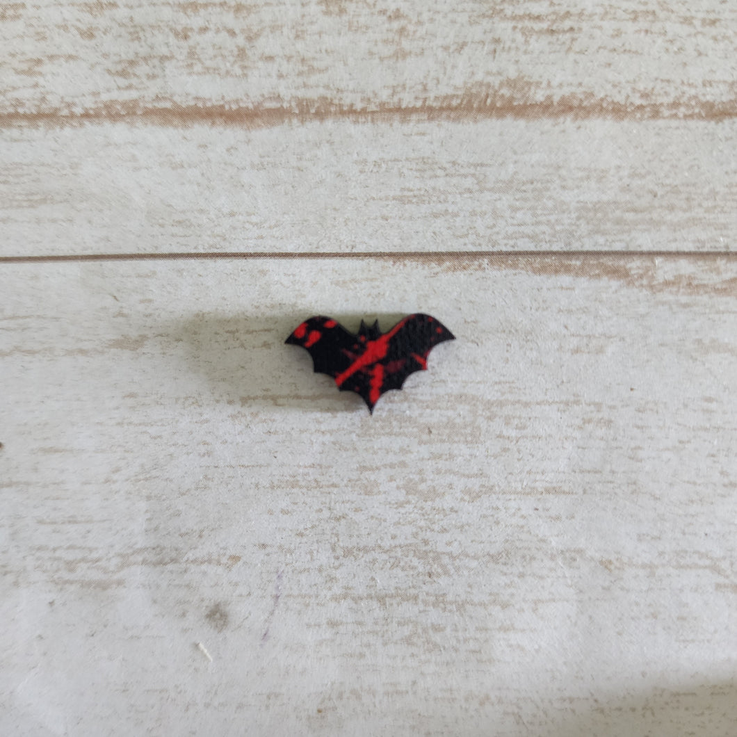 Halloween Patterned Wood Bats Studs & Drops