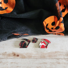 Load image into Gallery viewer, Halloween Patterned Wood Grim Reaper Studs &amp; Drops
