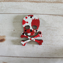 Load image into Gallery viewer, Halloween Patterned Wood Skull &amp; Crossbones 2 Piece Drops
