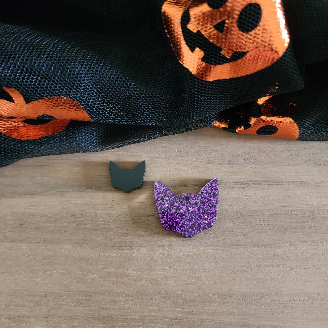 Halloween Acrylic Cat Head Drops & Studs