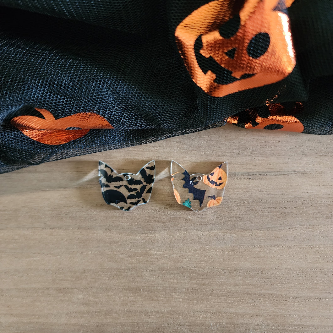 Patterned Acrylic Halloween Cat Head Drops