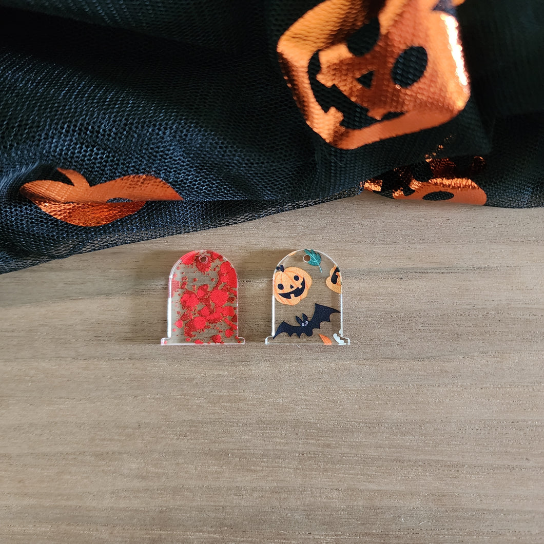 Patterned Acrylic Halloween Traditional Tombstone Drops