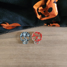 Load image into Gallery viewer, Patterned Acrylic Halloween Cutout Skull Drops
