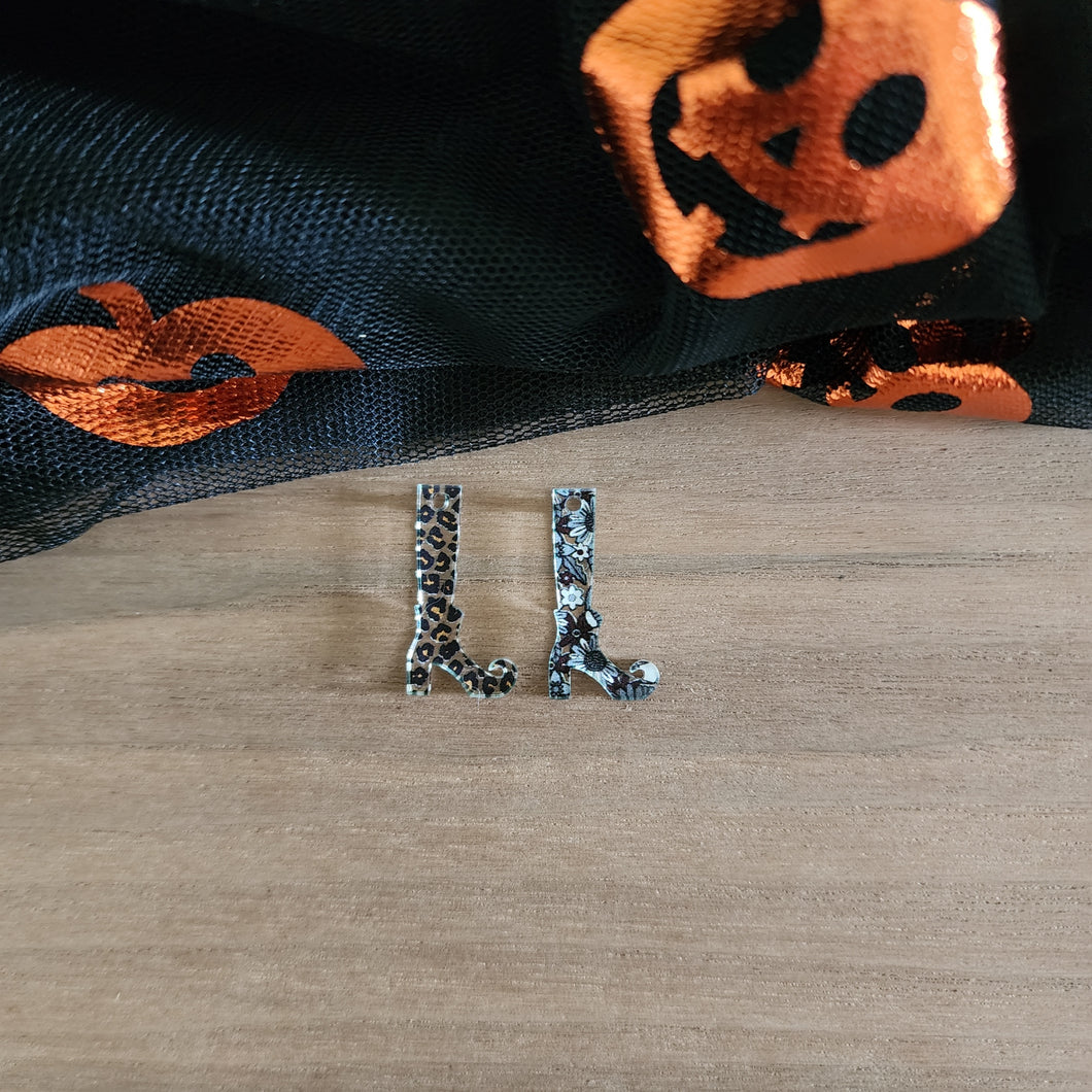 Patterned Acrylic Halloween Witch Leg Drops