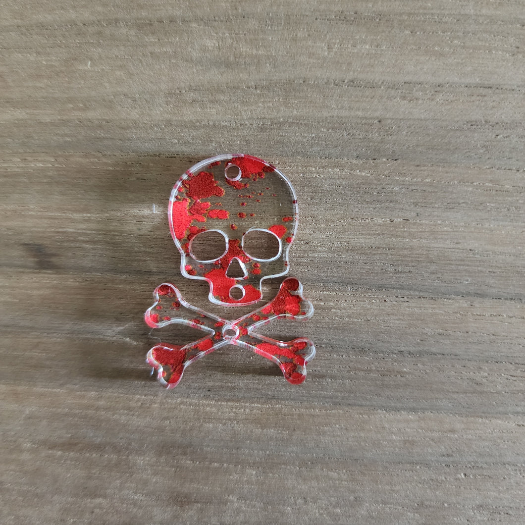 Patterned Acrylic Halloween Skull & Crossbones Drops