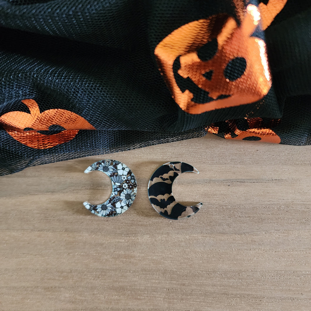 Patterned Acrylic Halloween Moon Drops