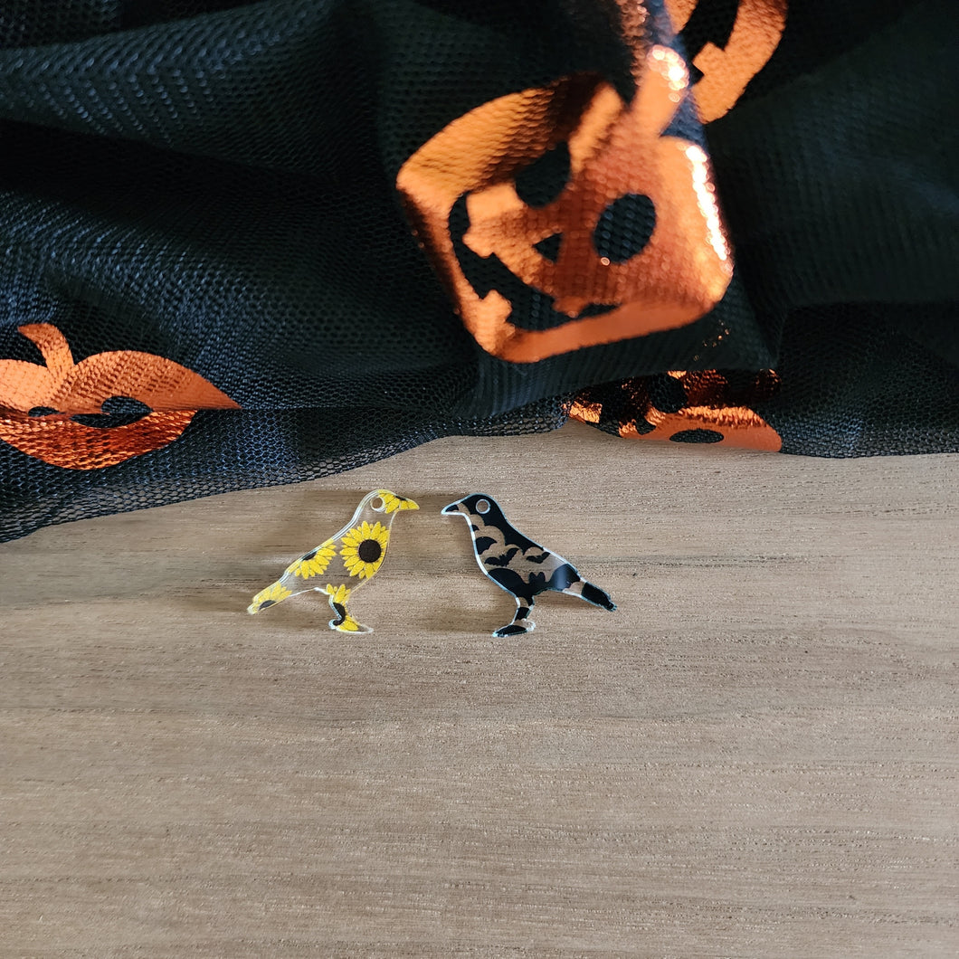 Patterned Acrylic Halloween Crow/Raven Drops