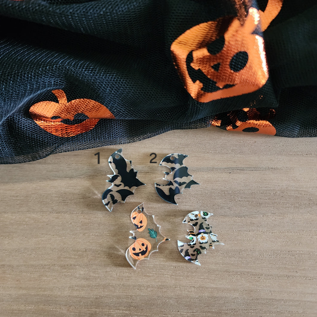 Patterned Acrylic Halloween Bat Drops