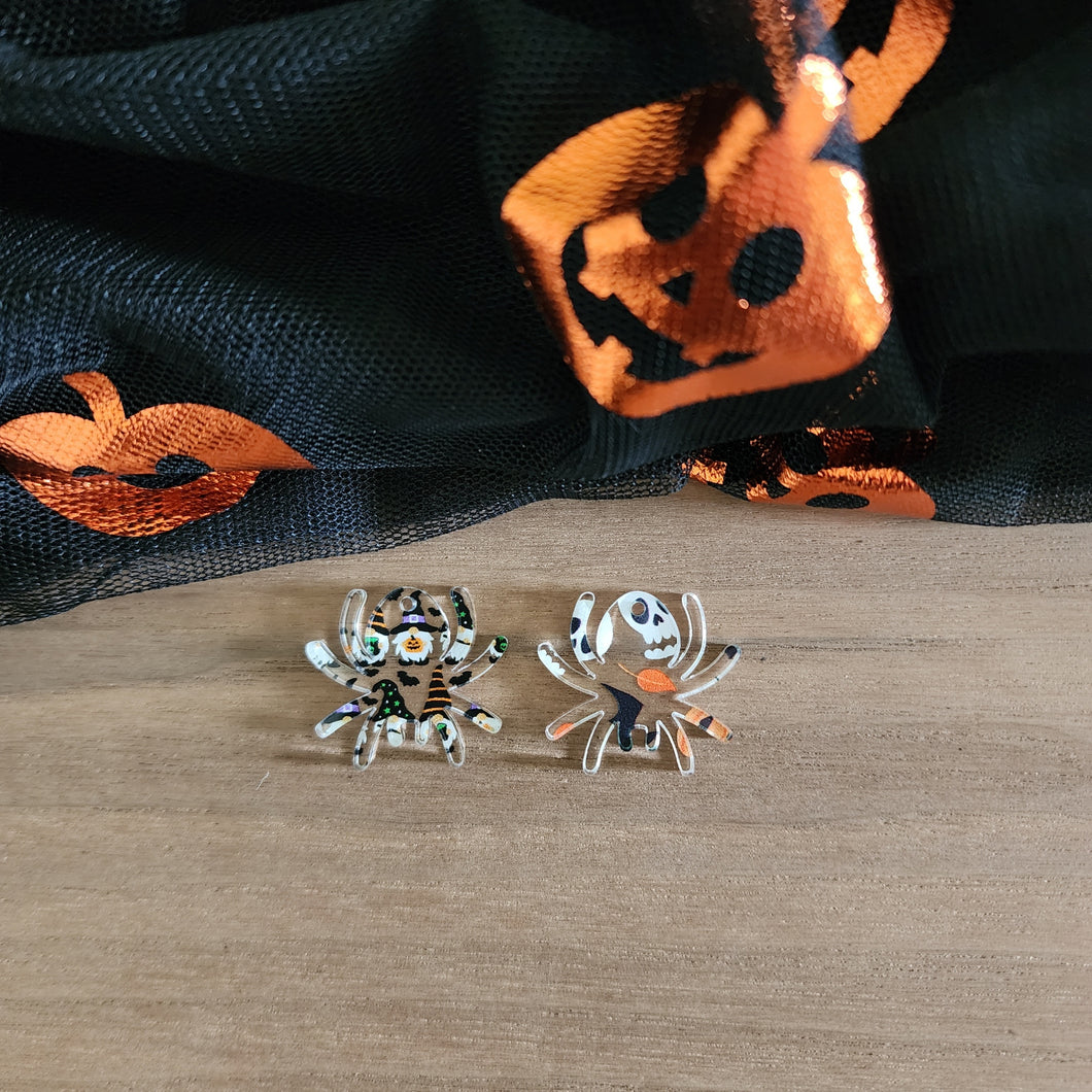 Patterned Acrylic Halloween Spider Drops