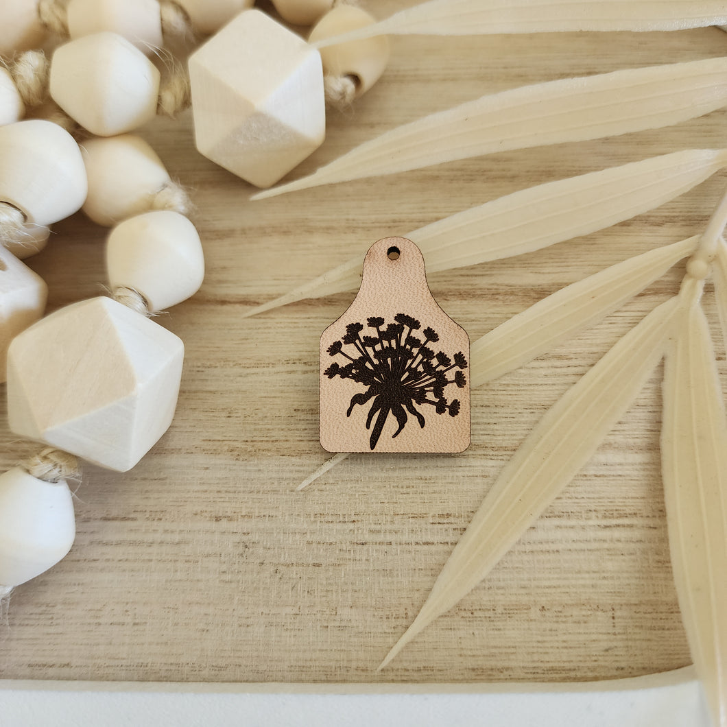 Dandelion Cow Tag Drop - LEATHER