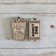 Load image into Gallery viewer, Movie Ticket &amp; Popcorn Earrings
