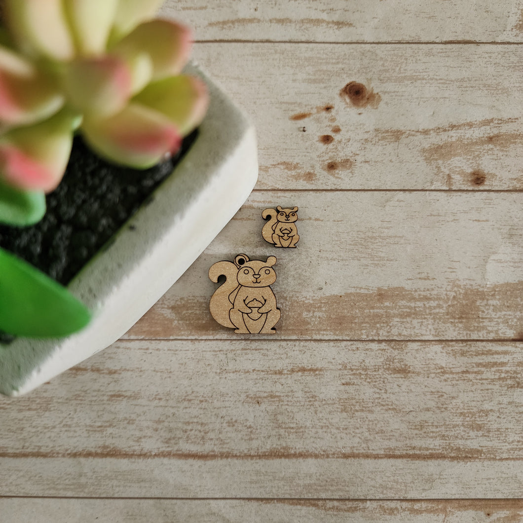 Squirrel with Acorn Stud & Drop