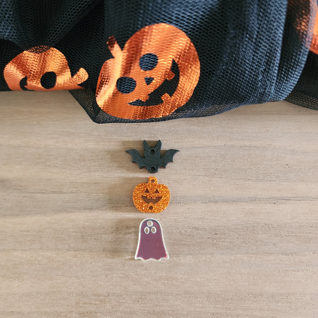 Halloween Acrylic Triple Bat, Jack o' Lantern, & Ghost Drops