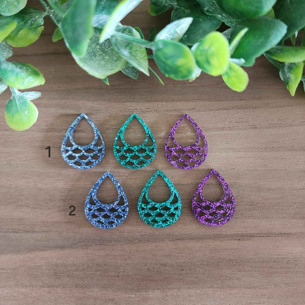 Acrylic Mermaid Scale Cutout Teardrops