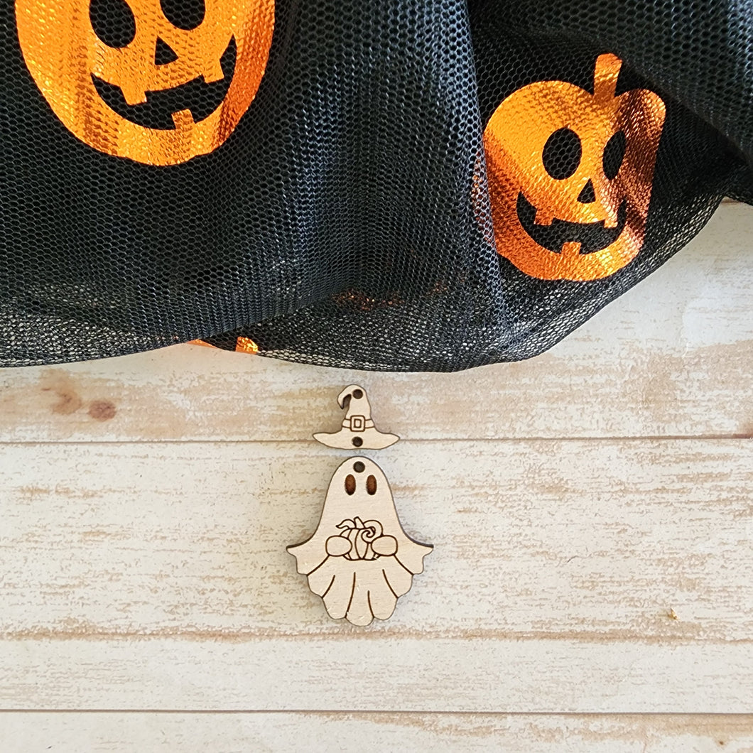 Halloween Ghost with Pumpkin & Witch Hat Connector 2 Piece Drop