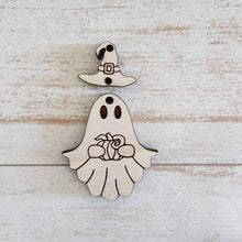 Load image into Gallery viewer, Halloween Ghost with Pumpkin &amp; Witch Hat Connector 2 Piece Drop
