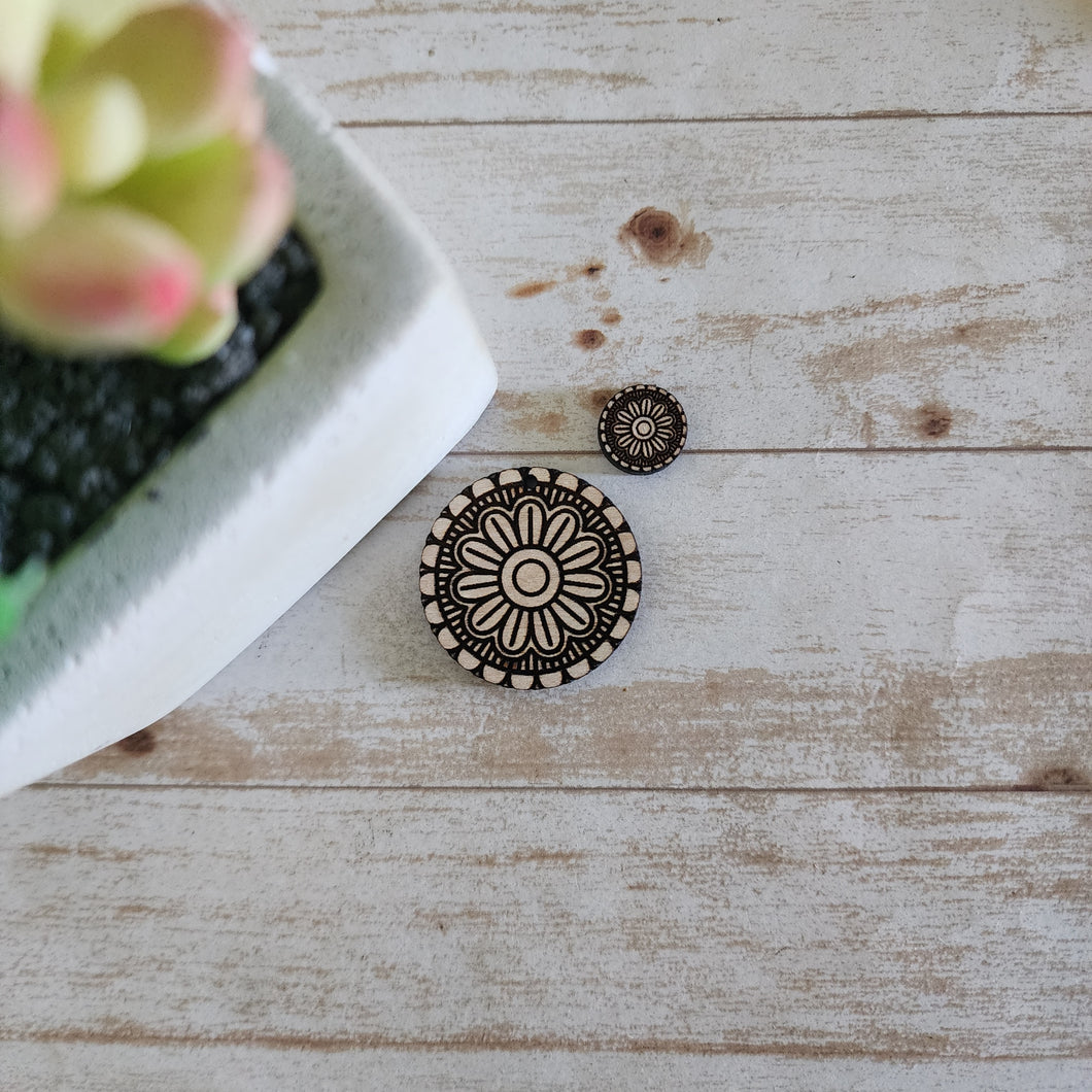 Bold Flower Mandala Round Stud & Drop