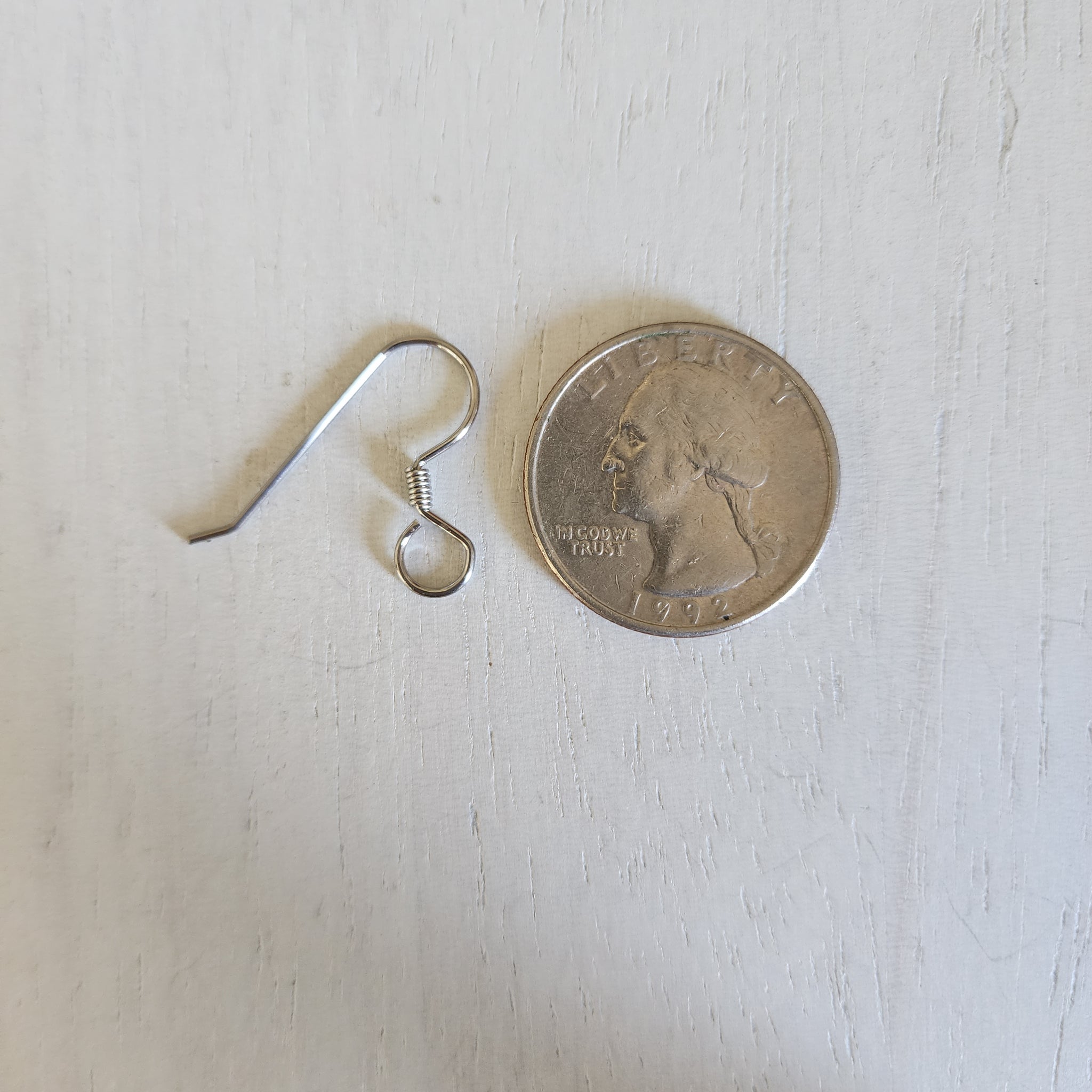 100% Solid .925 Sterling Silver French Earwire Hooks – With Coil + Loop – 1 Pair