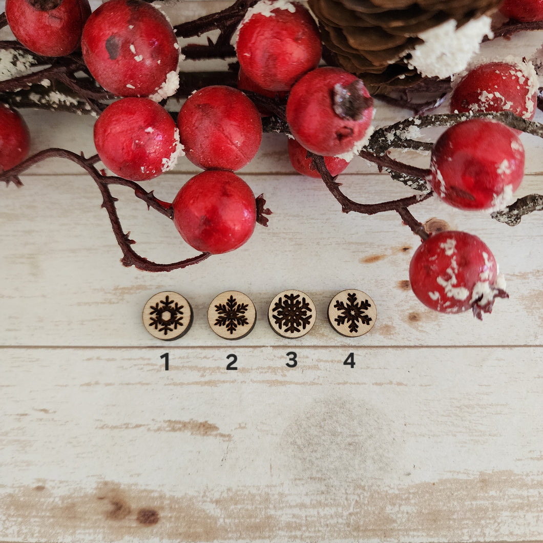 Christmas Round Engraved Snowflake Studs