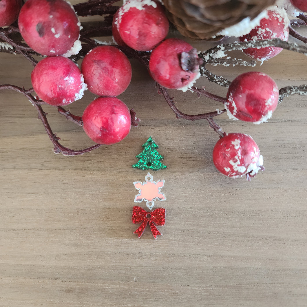 Christmas Acrylic Triple Tree, Snowflake, & Bow Drops