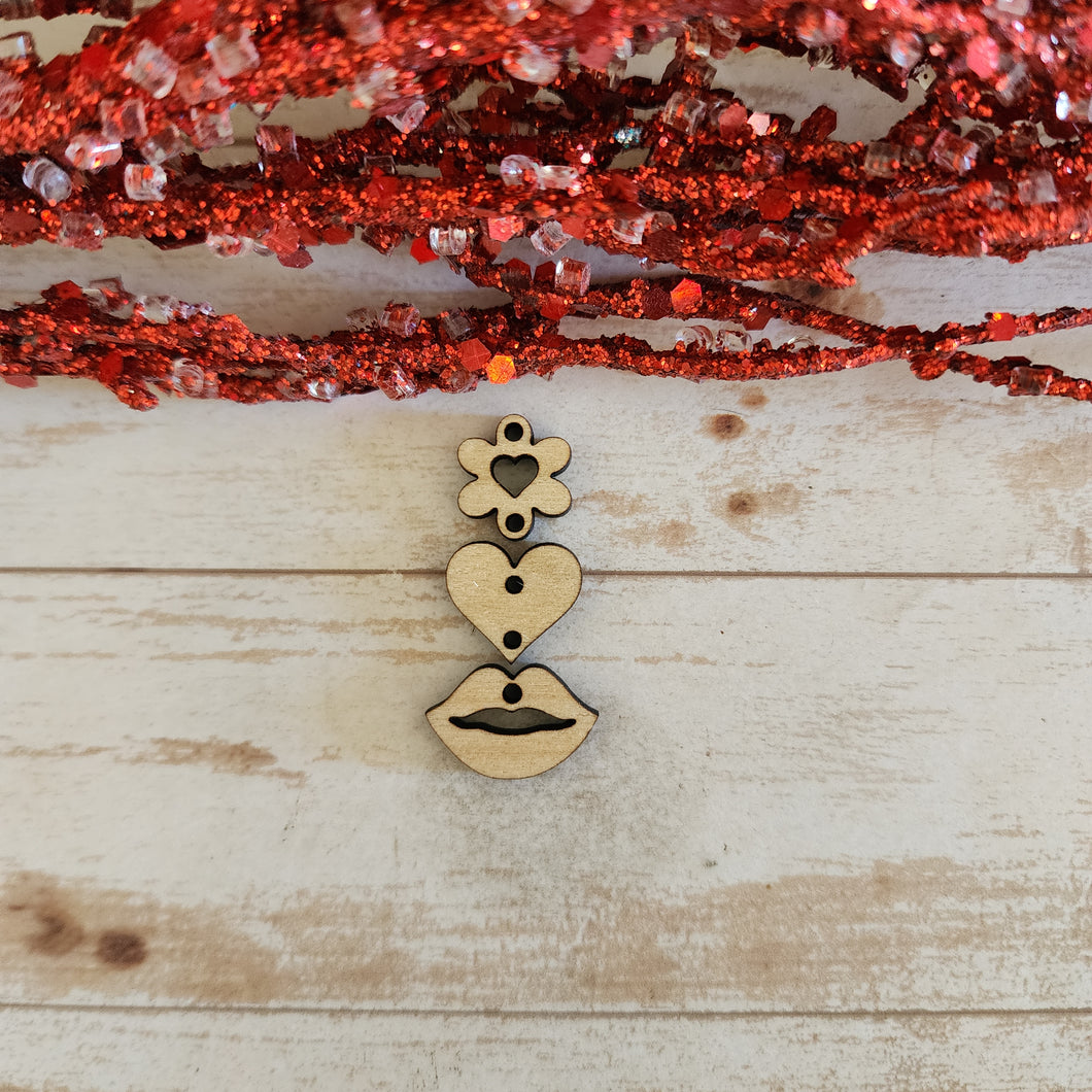 Valentine's Day Triple Flower, Heart, & Lips Drops