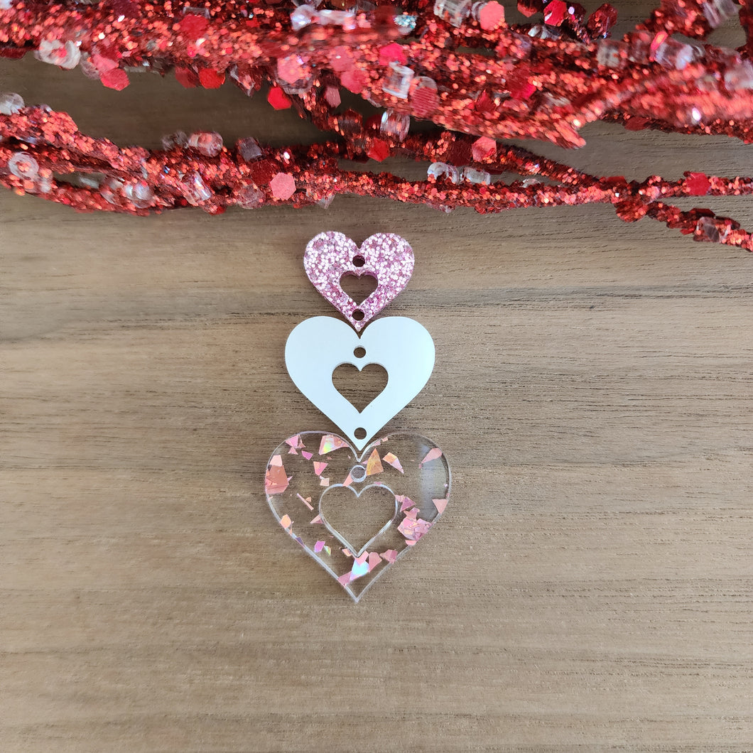 Valentine's Day Tapered Triple Cutout Heart Drops (Small to Large)