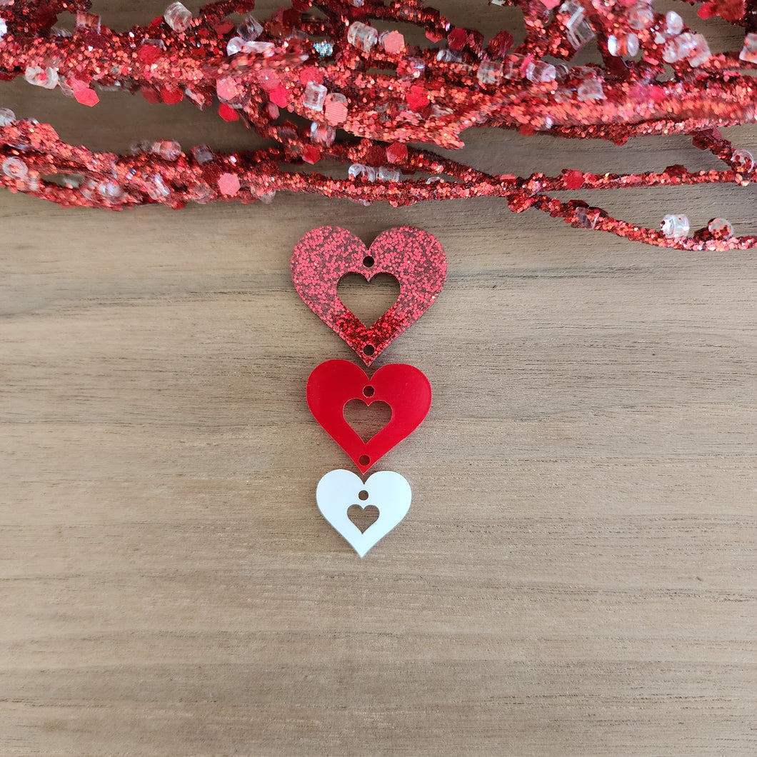 Valentine's Day Tapered Triple Cutout Heart Drops (Large to Small)