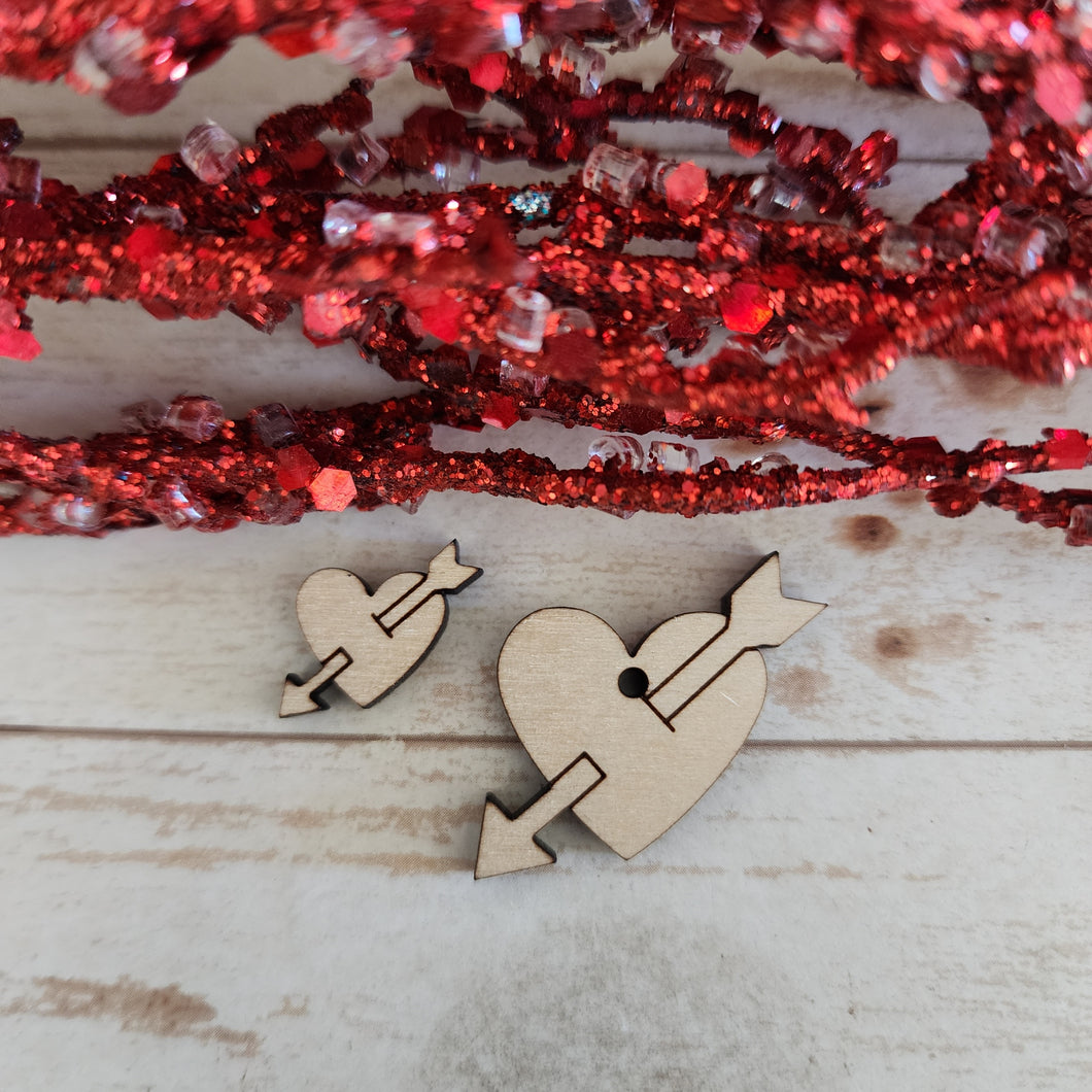 Valentine's Day Heart with Arrow Stud & Drop