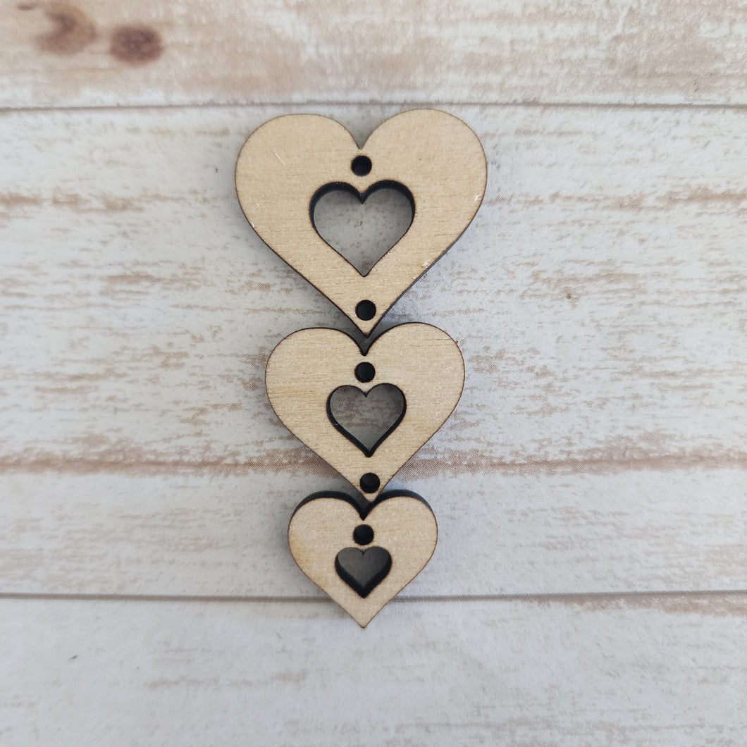 Valentine's Day Tapered Triple Heart with Hearts Drops (Large to Small)