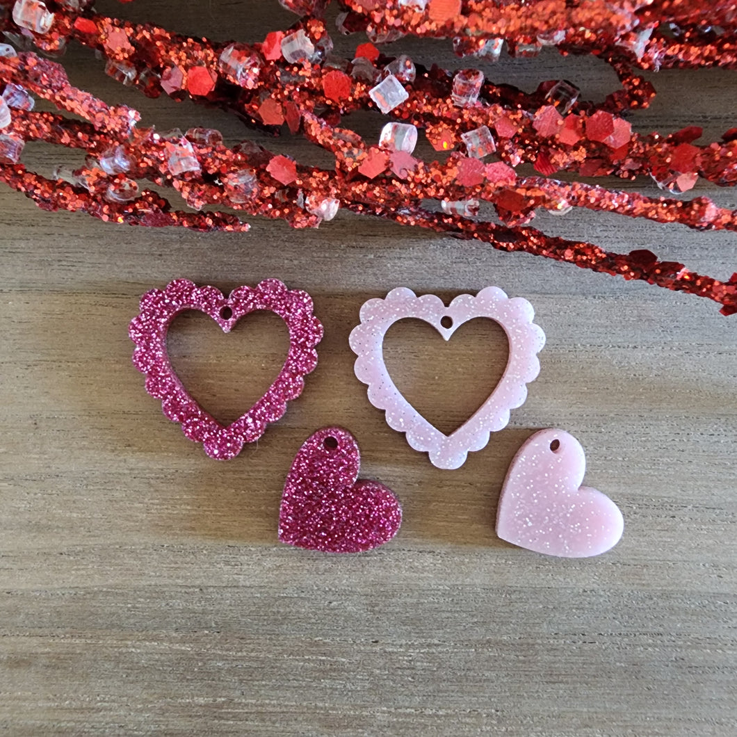 Valentine's Day Acrylic Large Scalloped Cutout Heart Drop