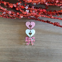 Load image into Gallery viewer, Valentine&#39;s Day Triple Cutout Heart, Cutout Heart, Bow Drops
