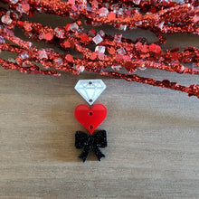Load image into Gallery viewer, Valentine&#39;s Day Triple Diamond, Heart, Bow Drops
